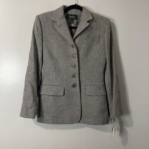 LAUREN RALPH LAUREN Vintage Irish Cottage Blazer 4 Gray NEW Preppy 100% Wool